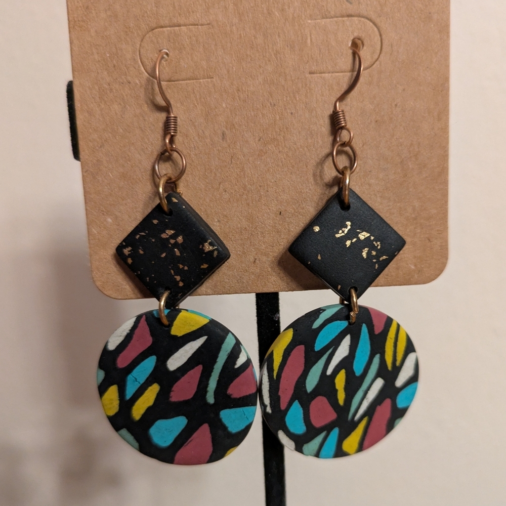 🎄BOGO FREE🎄Handmade Abstract Multicolor Dangle Earrings